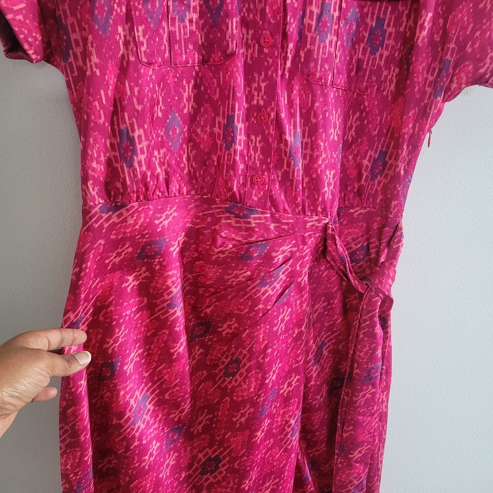 LAUREN RALPH LAUREN Size 2 Geo-Print Shantung Midi Dress - Picture 10 of 14